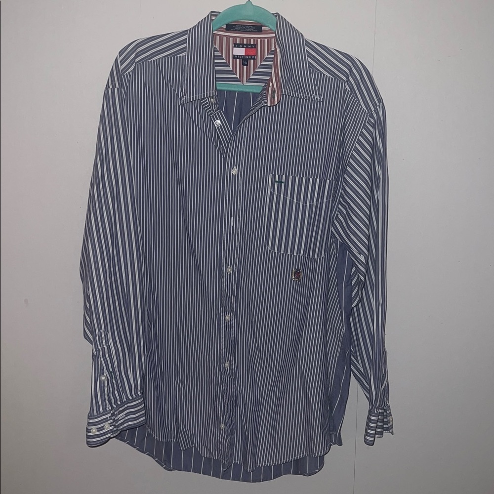 Tommy Hilfiger Navy and White Striped Shirt